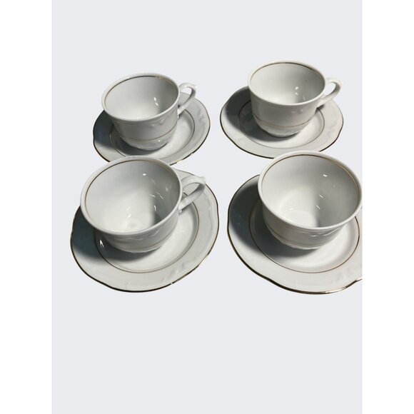 Southington By Baum Fine China Tea Cups & Saucers Golden Rhapsody Made In Poland - Picture 1 of 11